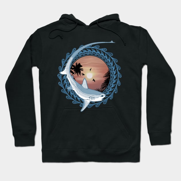 Thresher Shark Polynesian Design Hoodie by NicGrayTees